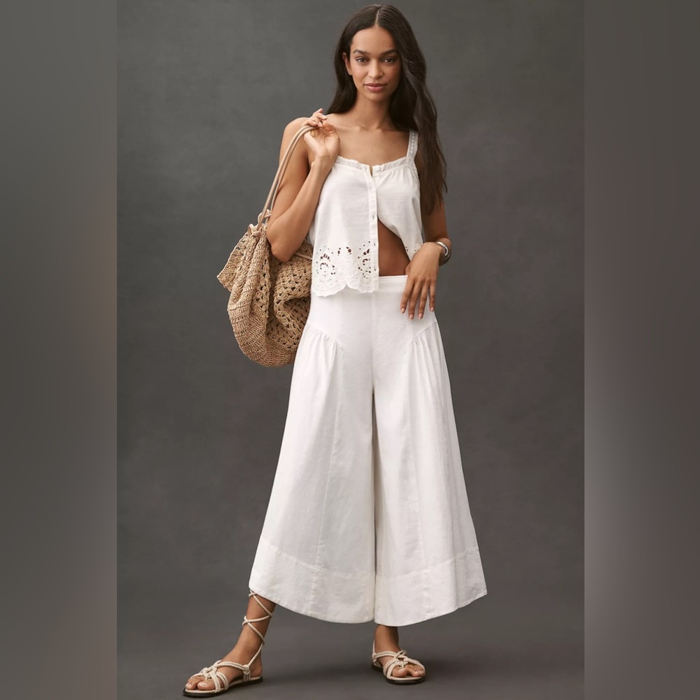 Anthropologie White Wide Leg Jumpsuit